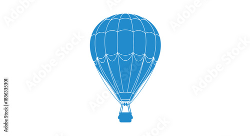 A simple blue hot air balloon illustration with a basket below