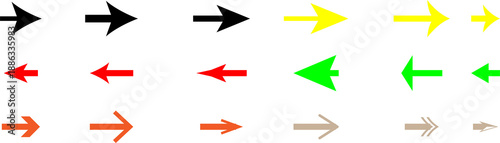 Set of colorfully arrows. Modern simple arrows. . Black direction pointer. Vector illustration .