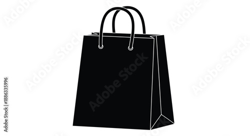 Simple black paper shopping bag with handles a minimalist design