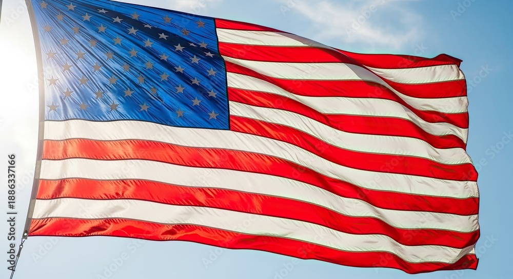 Fototapeta premium American flag flying in the wind