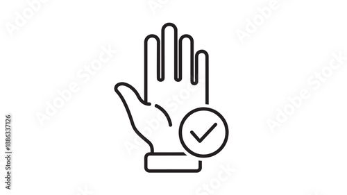a hand with palm facing outward and a checkmark on wrist high quality professional detailed modern