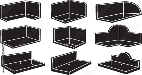 Various Black Corner Shelf Designs and Configurations Shown