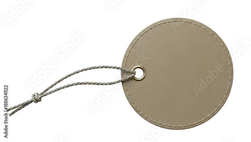 Round blank brown tag with twine and metal grommet