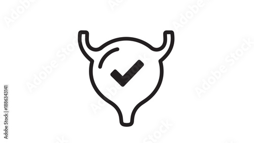 a black and white icon of a bulls head with a checkmark high quality professional detailed