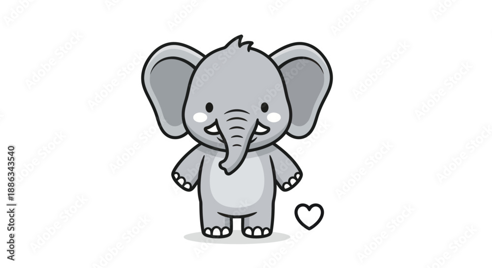 Fototapeta premium Cartoon elephant illustration on white