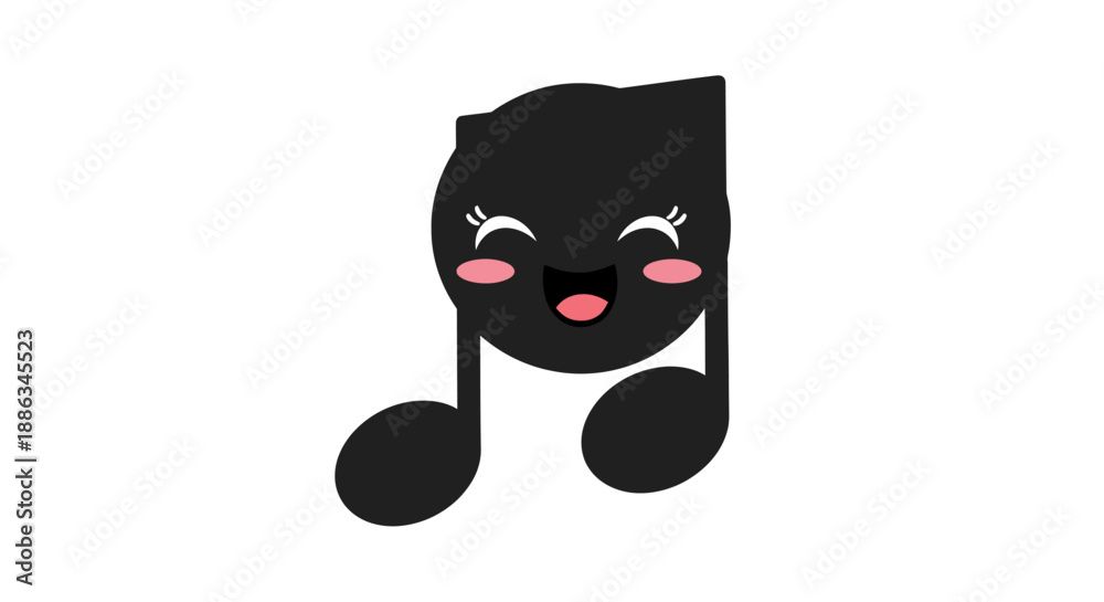 Fototapeta premium cute cartoon music note with smiling face