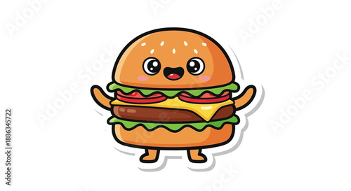 Cute hamburger cartoon character