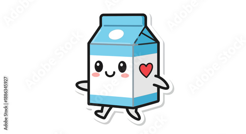 Cute milk carton character with heart