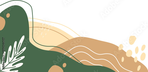 Abstract Nature Border Corner Wavy Shapes with Earth Tones