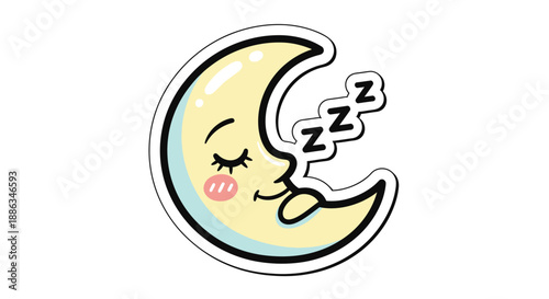 Sleepy moon cartoon face