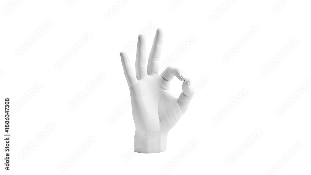 Obraz premium White Hand Sculpture Making OK Gesture
