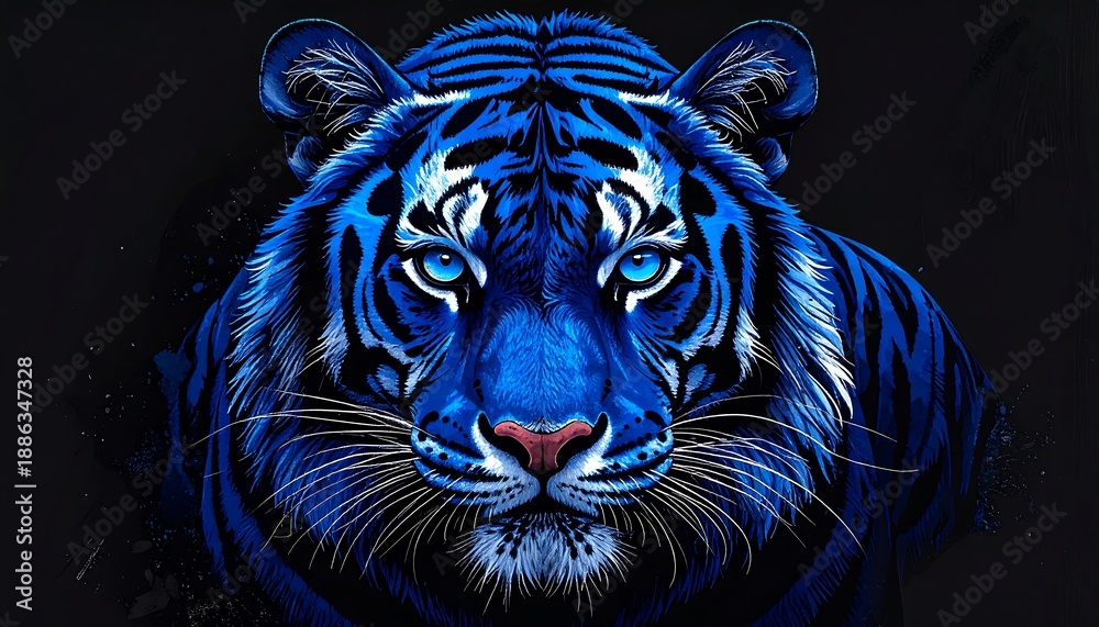 青い背景のトラ - (Blue Background Tiger ) 1000_F_1886347328_ab1pIjKwmBJc
