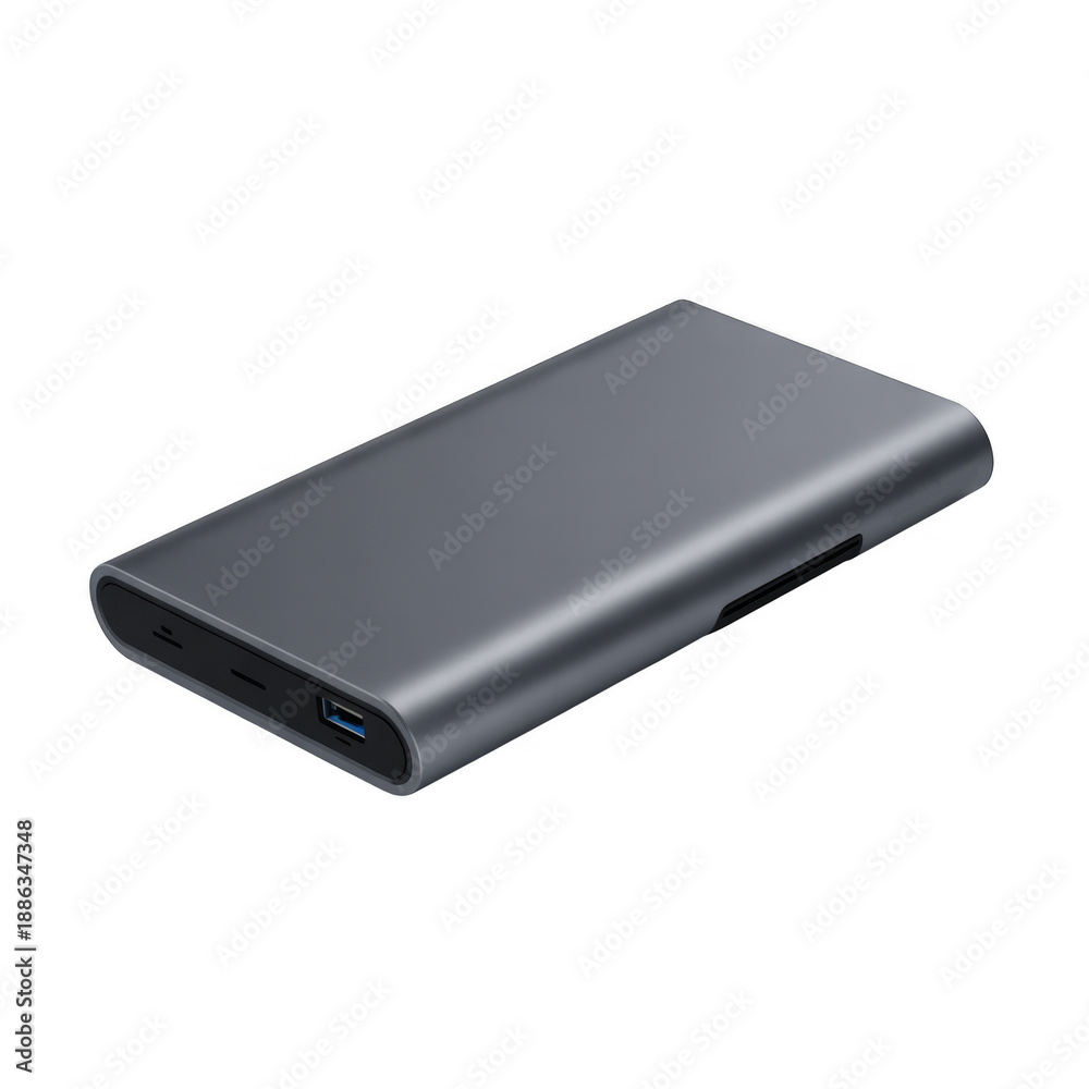 Fototapeta premium Portable power bank charger battery electronics isolated on a transparent background