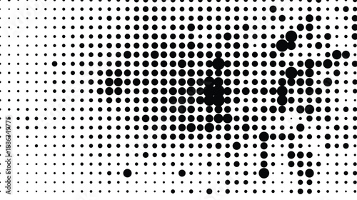 Halftone dots pattern with varying sizes and spacing