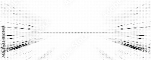 Halftone pattern with gradient effect in black and white tones on both sides