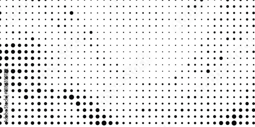 Halftone pattern with gradient effect in black and white tones on left side
