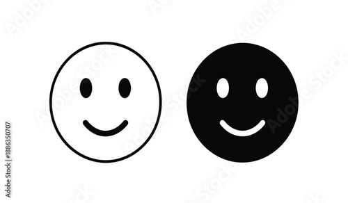 Two smiley faces in black and white