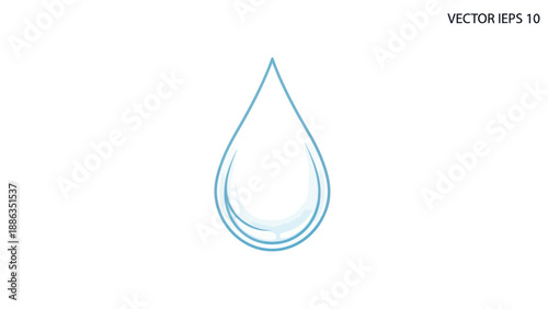 Blue Water Drop Icon Vector Illustration - Simple and Clean Design