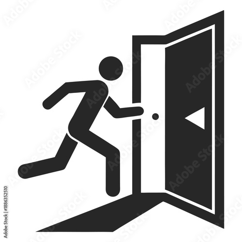 man running through door