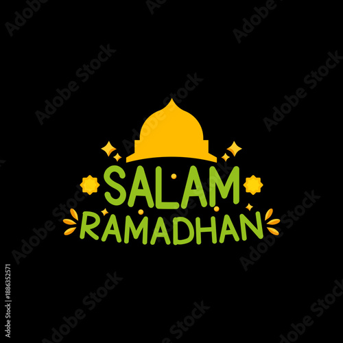 Salam Ramadan Badge, Islamic Greeting Logo, Muslim Festival Design, Ramazan Trend Vector, Modern Icon