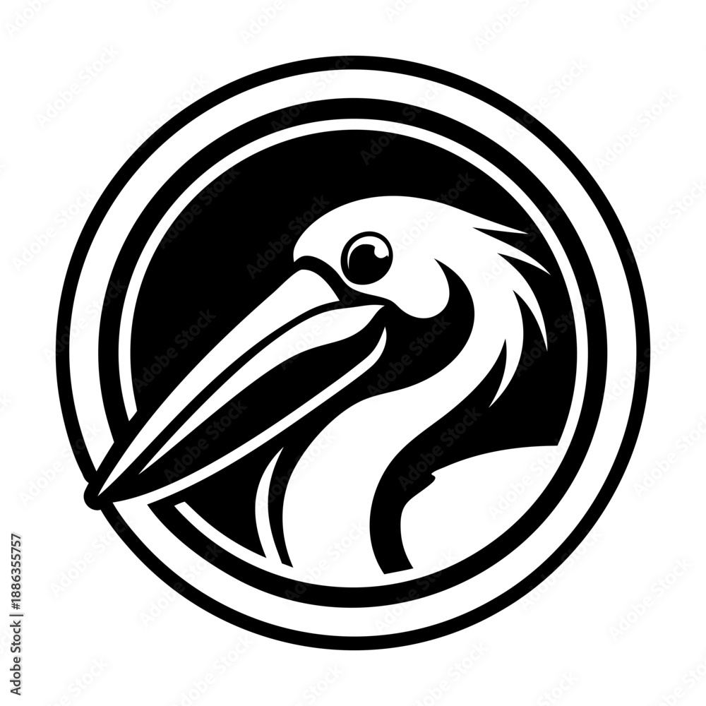 Obraz premium Glyph Style Pelican Bird Emblem Icon