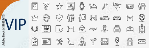 Foto VIP Luxury Service and Premium Status Outline Icons Vector Set