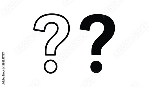 Two question marks in black and white on isolated symbolizing inquiry and confusion