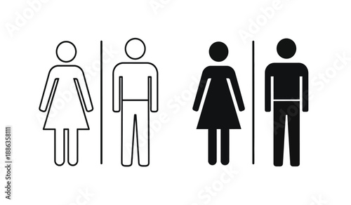 Black and white restroom signs for men and women