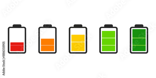 Battery charge level indicator icons showing power status