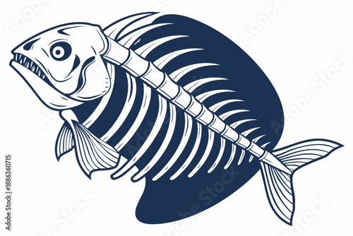 Skeleton fish on a white background