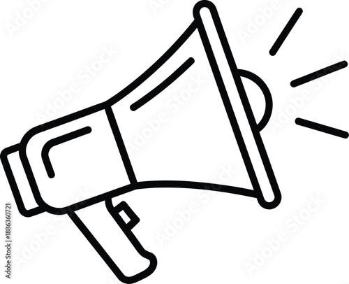 Line icon of a megaphone or bullhorn for announcement, marketing, or public speaking concept