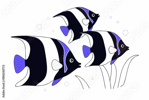 Vector illustration of a exotic fish aquatic