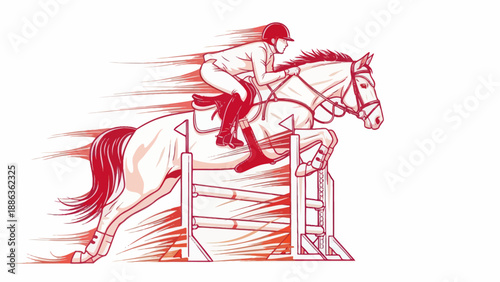 Equestrian Jumping Horse Rider Silhouette Dynamic Action
