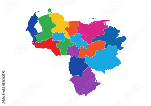 Vibrant Map of Venezuela Highlighting Diverse Administrative Divisions for Geographical Representation and Study