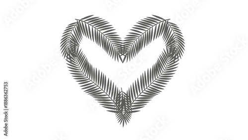 Black and White Feather Heart Shape.