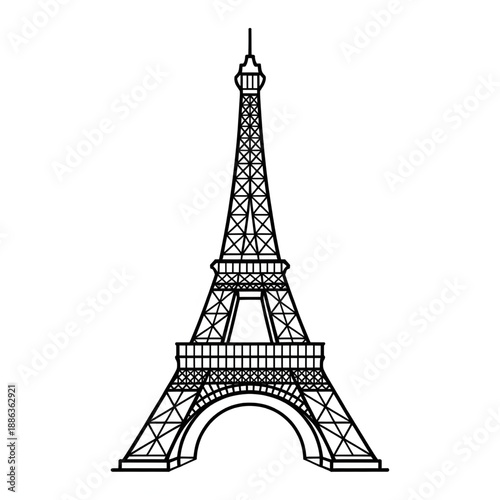 eiffel tower vector illustration coloring page 
