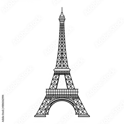 eiffel tower coloring page line art 
