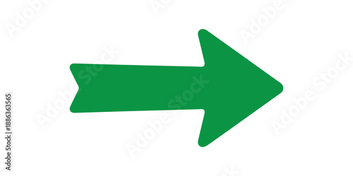 A large, solid, bright green arrow pointing toward the right is used as an important visual indicator, isolated on a clean transparent background.