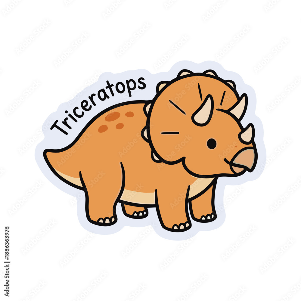 Fototapeta premium Cute triceratops Cartoon Dinosaur Illustration