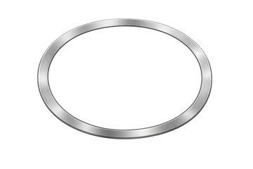 Silver oval metal frame with a shiny glossy surface, offering a sleek, elegant design element in realistic vector style