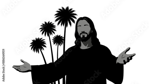 Jesus Christ Silhouette with Outstretched Arms.