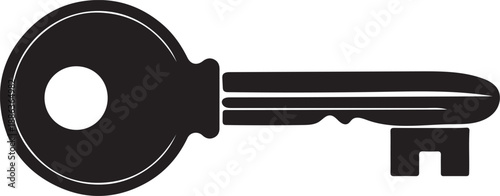 Black and White Key Symbol with Circular Bow