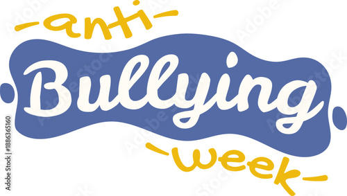 Banner Anti-Bullying Week Text lettering stickers for label tags typography