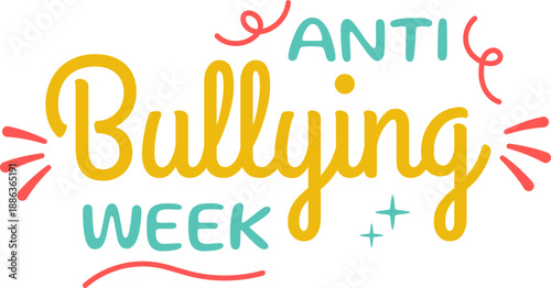 Banner Anti-Bullying Week Text lettering stickers for label tags typography