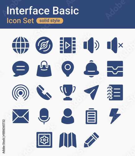 Interface basic icon set solid style