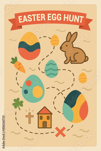 Easter Egg Hunt Map Illustration