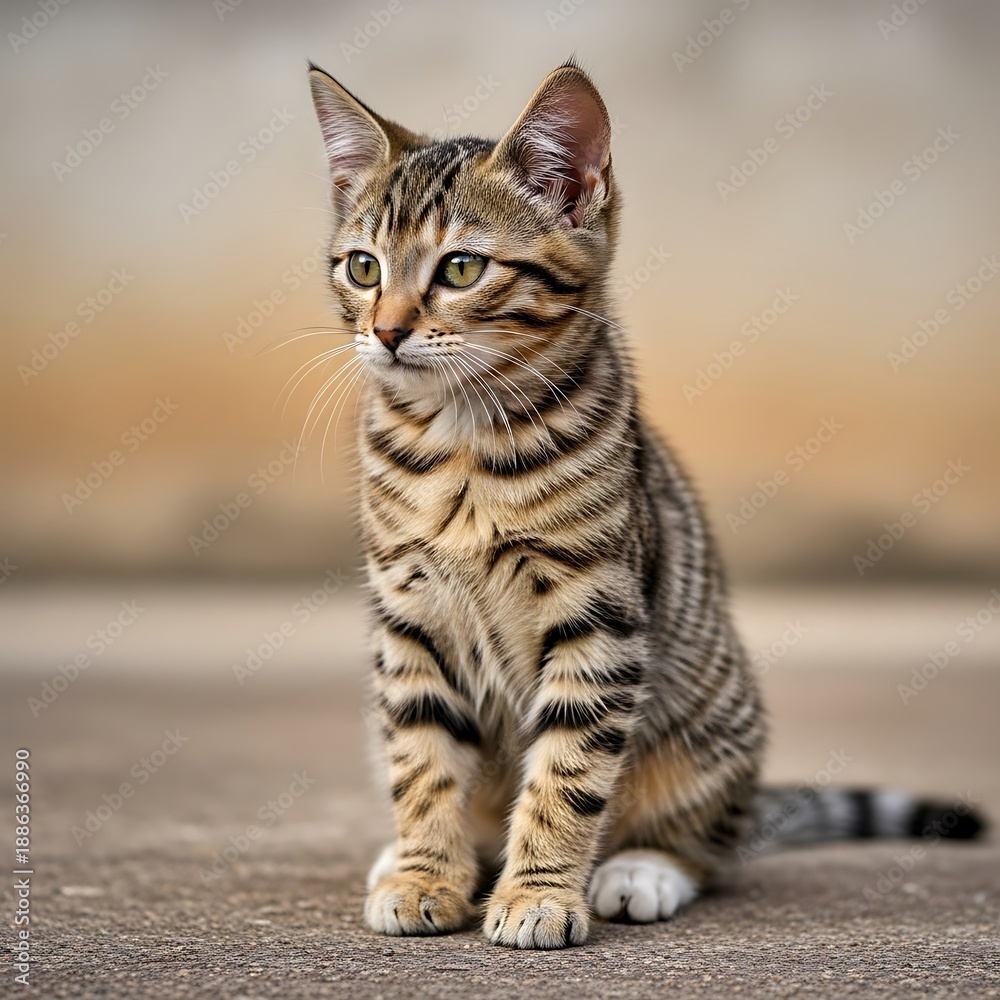 Obraz premium Bengal Cat Sitting on Concrete Floor