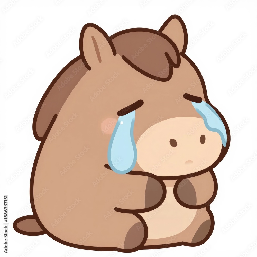Fototapeta premium Emotional equine expression a sad horse illustration in a cartoon style
