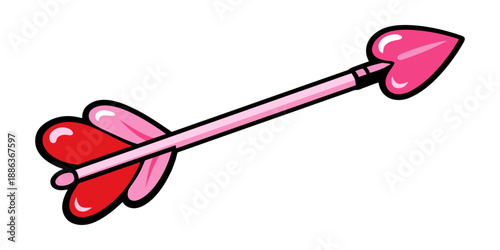 Cartoon illustration of a cupid's arrow depicting love for Valentine's day