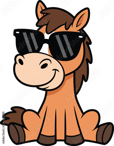 Cool Cartoon Horse with Sunglasses